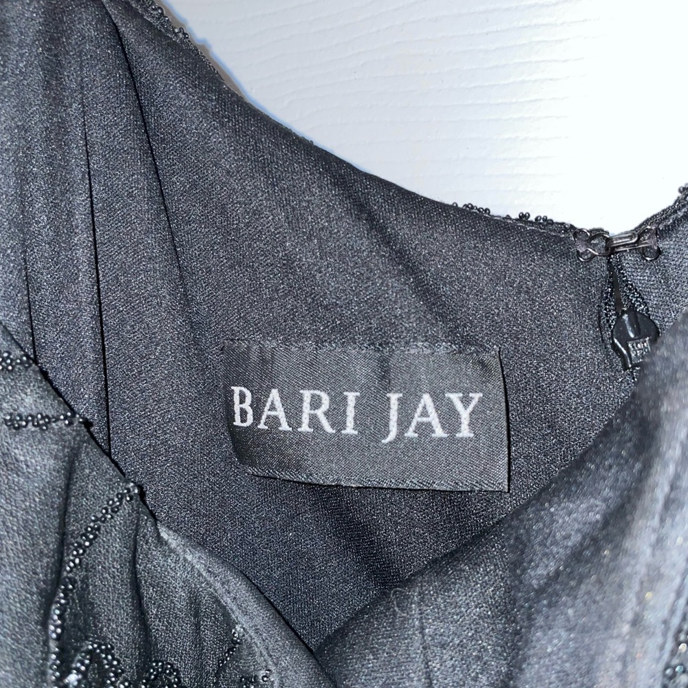 VINTAGE Bari Jay Black Evening Beaded Slit Gown Strapless Dress - Picture 4 of 6